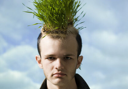 Grass head man